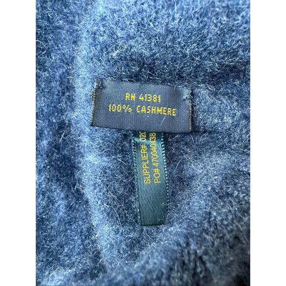 Polo Ralph Lauren Blue 100% Fuzzy Textured Cashmere Sweater Size L - Picture 6 of 9